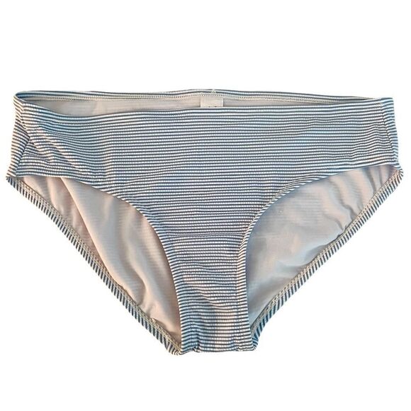 Crown & Ivy Bikini Bottoms Swim Blue + White Seersucker Stripe Large - Picture 1 of 7